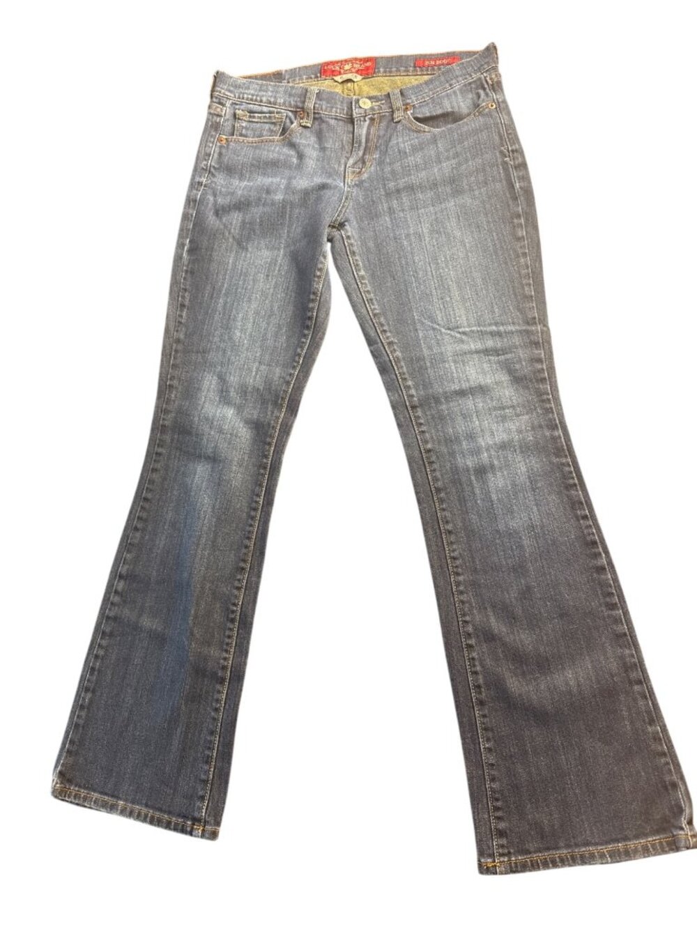 Y2K Lucky Brand Zoe Boot Cut Low Rise Jeans Sz 6 Embroidered Pocket Stretch Dung
